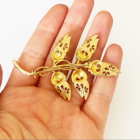 Vintage Weiss gold seed pearl thistle brooch - Picture 4 of 7